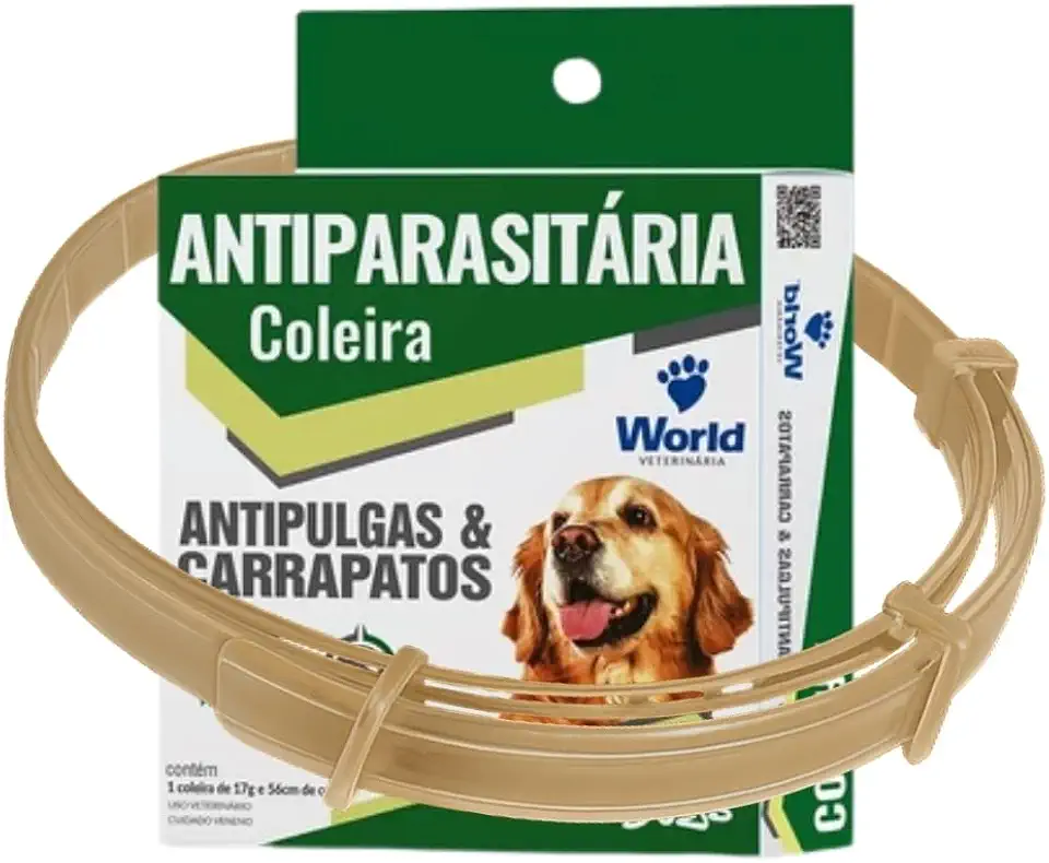 Coleira Antiparasitária World Para Cães Proteção Contra Pulgas E Carrapatos