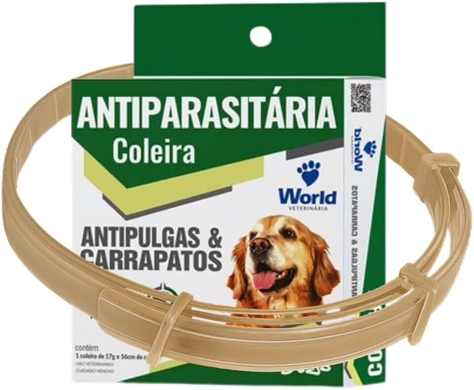 Coleira Antiparasitária World Para Cães Proteção Contra Pulgas E Carrapatos