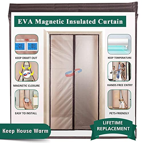 Ikstar Magnetic Thermal Insulated Curtain Conditioner Heater Room Magnetic Screen Door For French Door (72"W80"L) Ikstar Sliding Screen Door With Full Frame #TOP1