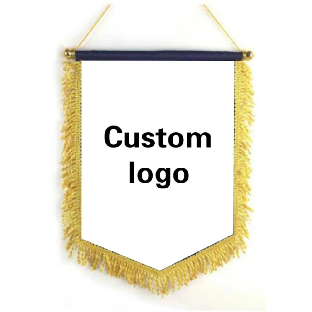 Customised logo banners with individual logo, square, football team flag, hanging pennant (L, 8 x 12 inches)