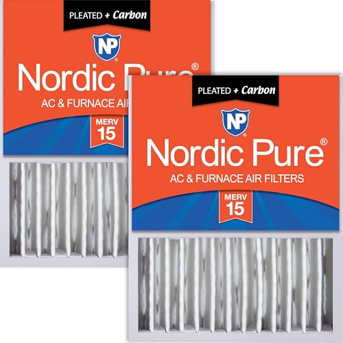 Nordic Pure 16x20x5 (Actual Size: 15 7/8 x 19 5/8 x 4 3/8) Honeywell Replacement Air Filters Merv 15 Plus Carbon 2 Pack
