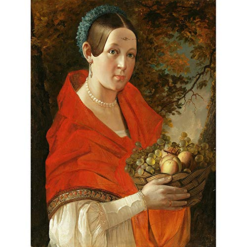 Doppelganger33 LTD Painting Portrait Study Khrutsky Lady Fruit Basket Art Large Art Print Poster Wall Decor 18x24 inch La Peinture Étude Grand Art Affiche Mur Déco Cover