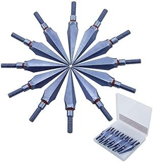 maifield Broadheads One Piece Broad Head Archery Arrow Head 100/150 Grains 12PCS Screw-in Traditional Outdoor Hunting Tips Compatible for Crossbow and Compound Bow Arrow Shaft (100gr Light Blue)