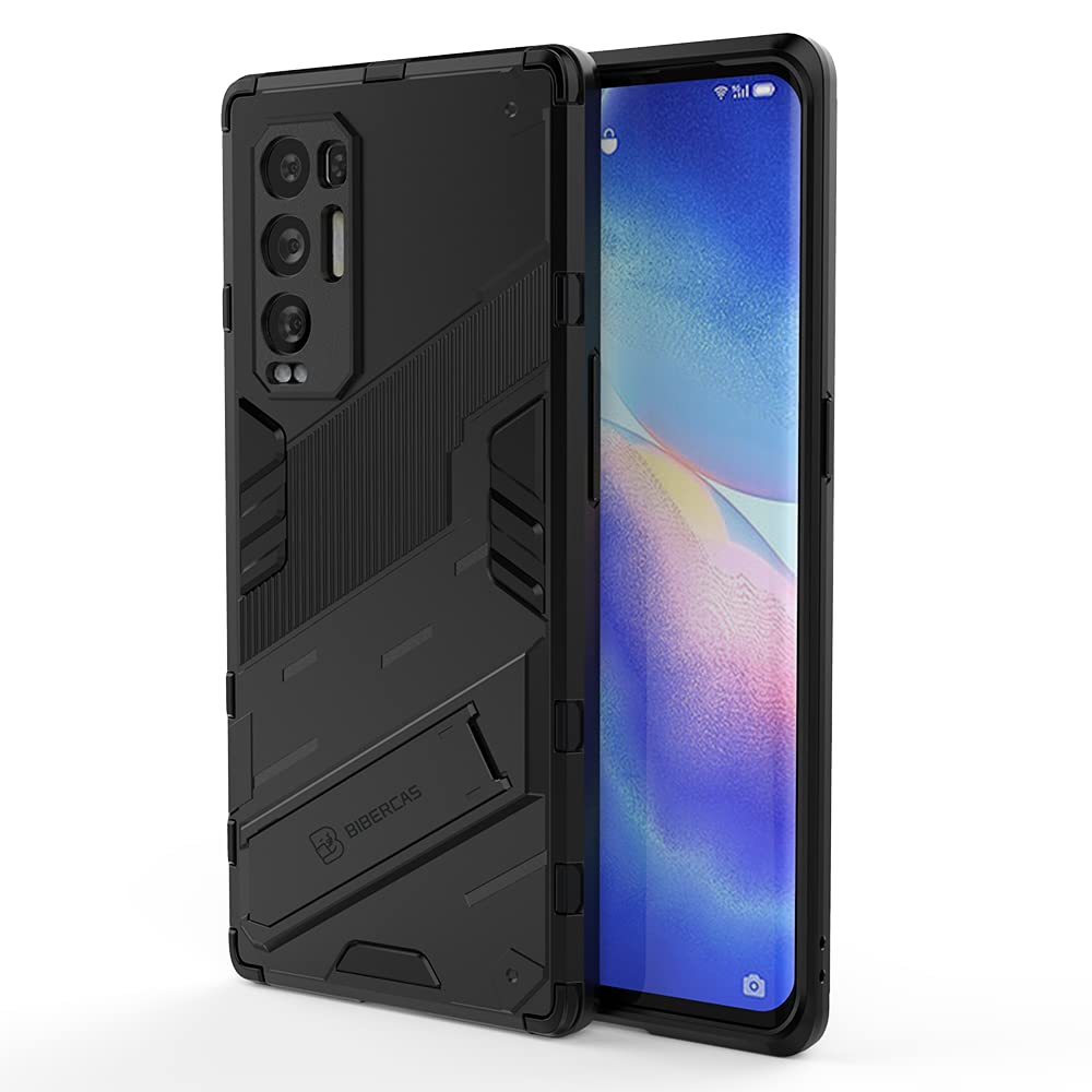 AlamoPhone Case for Oppo Find X3 Neo, PC+TPU Shockproof Armor Cover, Heavy Duty Military Protective Case with Kickstand - Black
