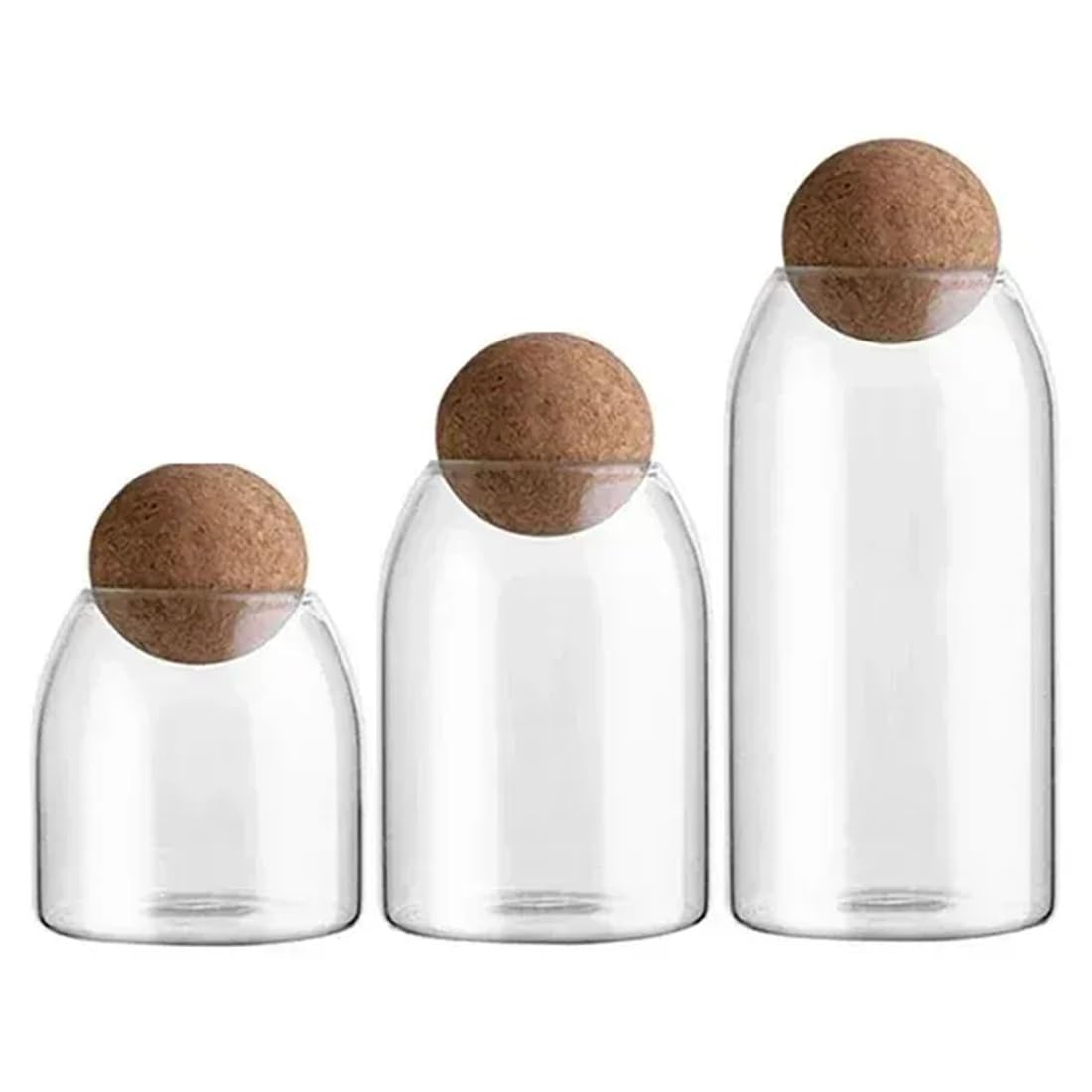 UDSKNV[KSL Cork Lid Clear Glass Storage Jar Sealed Tank Atorage Bottle Tea Can Cereal Coffee Decoration Airtight Set 3pcs