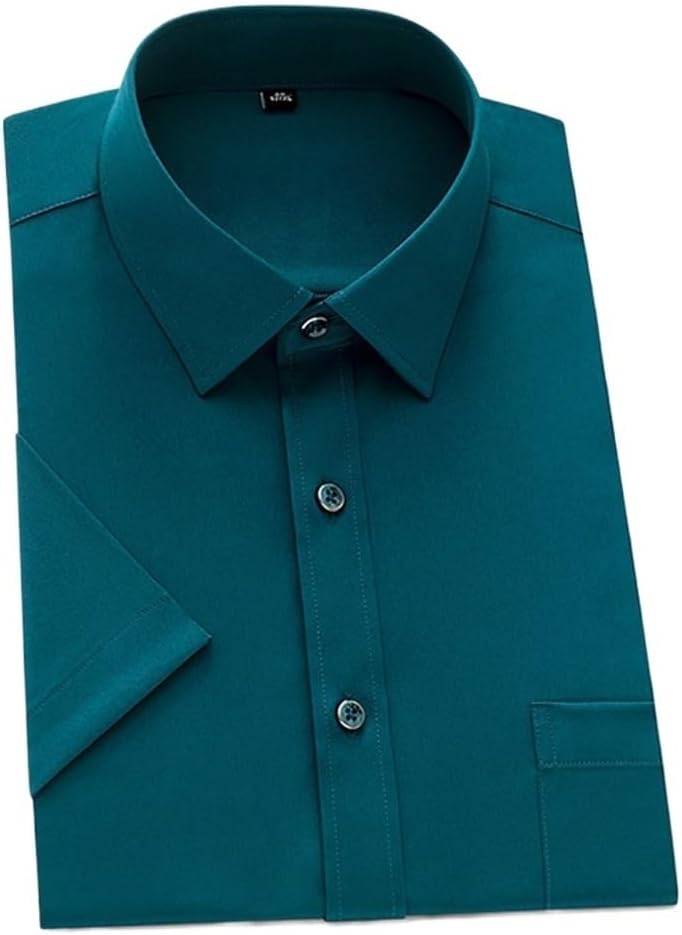 Shirt Strech for Soft Easy Care Iron-Free Social Shirts Mens Business Solid White Ligh