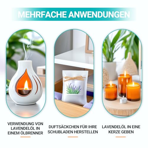 ENYORLI Ätherisches Lavendelöl 100mL Unverdünntes Lavendelöl Ätherische Öle für Aromatherapie, Diffusoren, Massagen, Hautpflege, Entspannung, Bäder, Unterstützung des Wohlbefindens & DIY