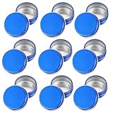 HEALEEP 10 Envases Metálicos de Aluminio Tapa de Rosca Azul, Latas Pequeñas para Bálsamo Labial, Cremas Cosméticas y Velas, Recipientes a Prueba de Fugas para Uso Diario y Viaje