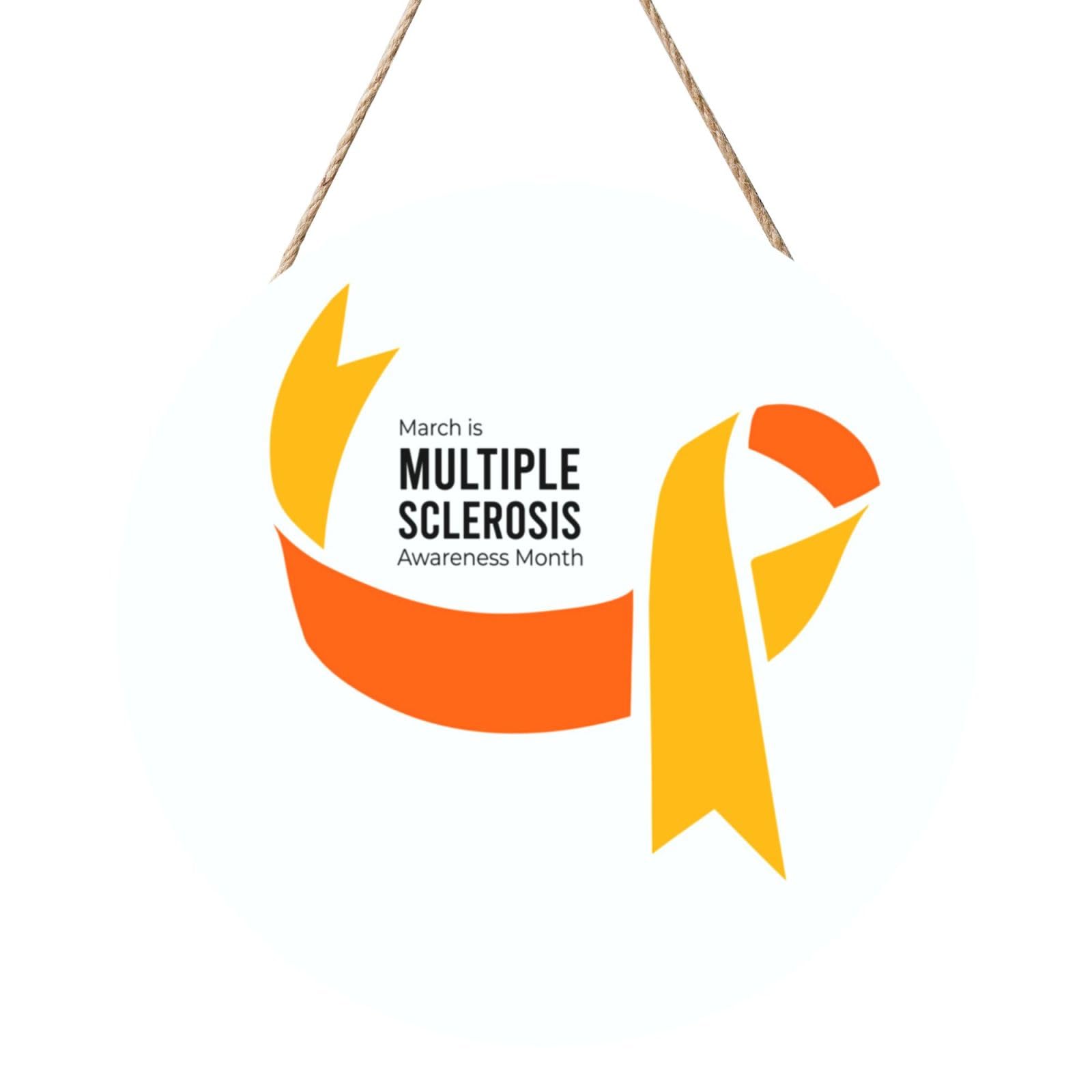 Multiple Sclerosis Awareness March Month Door Signs Plaques Wood Welcome Sign For Front Door Wall Hanging For Home Farmhouse Office Classroom Party Decoration