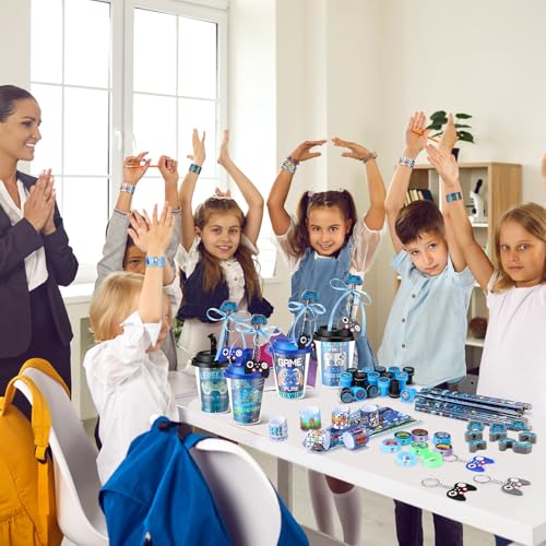 Cadeaux de fête gamer et kit anniversaire enfant avec gobelet, autocollants et taille-crayon