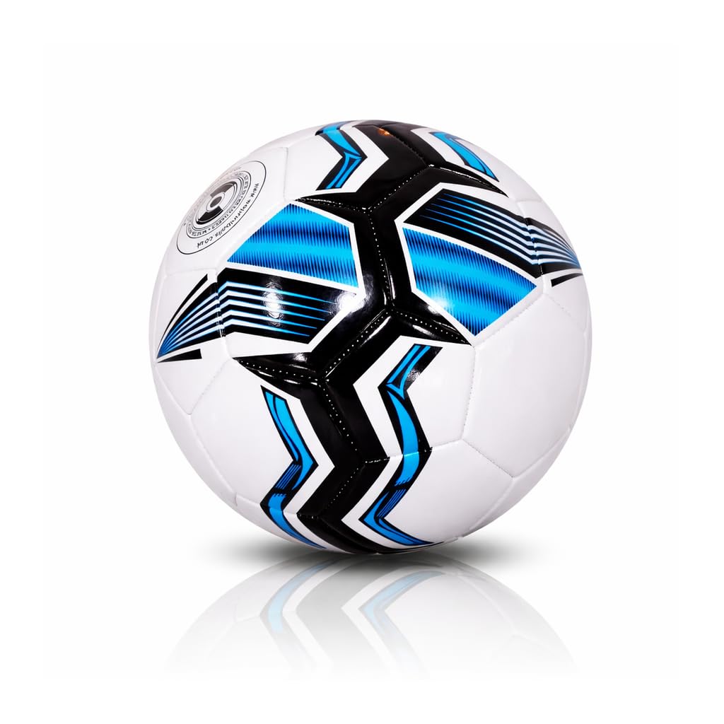 Item Name: Training Football | Size 3, Size 4 & Size 5 | Durable PU Football for Training, Practice & Kickabouts | White & Red or White & Blue | Supplied Deflated