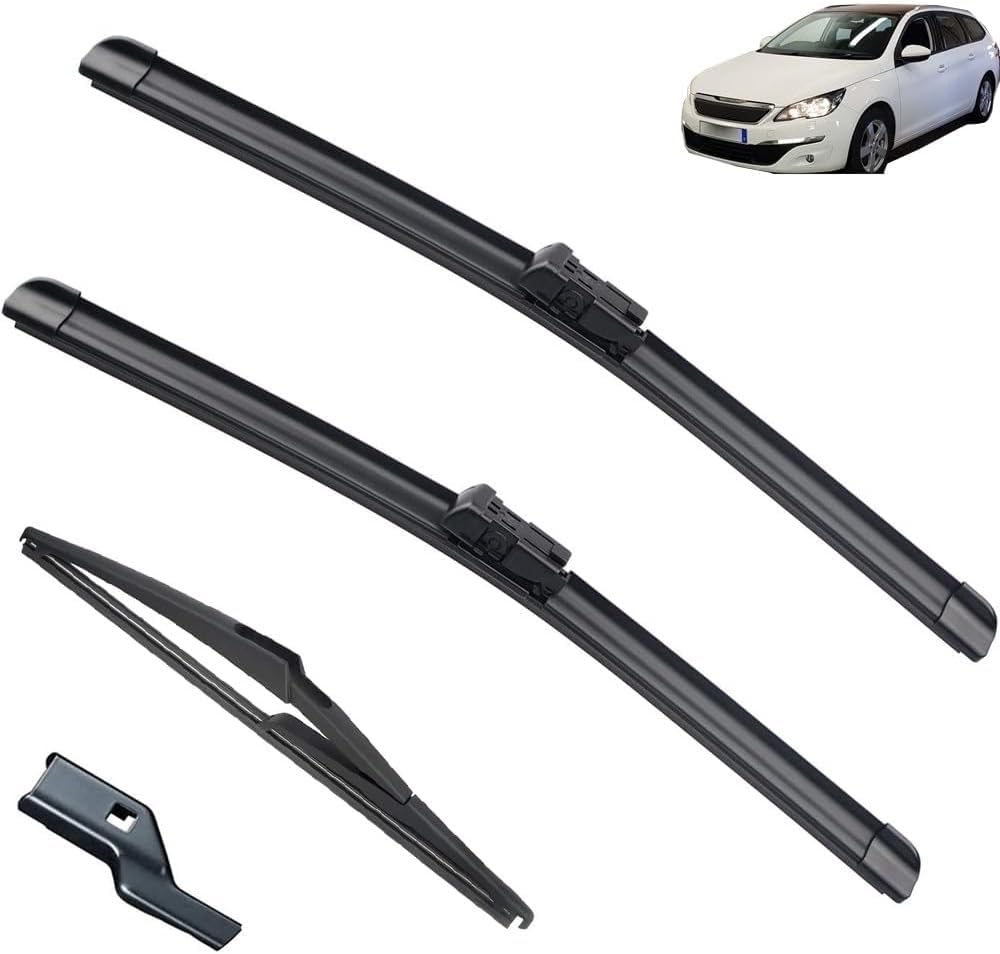 RESKIU Car Front Windshield Wiper Blade Set Replacement for Peugeot 308SW T9 308 Estate 2014-2020, All Season Windscreen Wipers Quiet Easy Installation