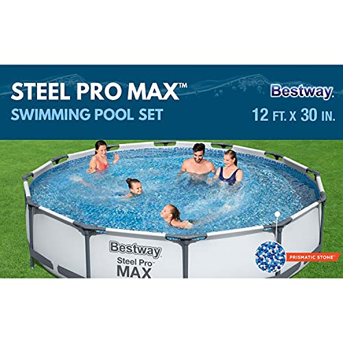 Bestway 56417E Steel Pro Max 12 Foot X 30 Inch Round Metal Frame Above Ground Outdoor Backyard Swimming Pool Set thumb #7