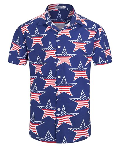 Image of Yoimira Hawaiian Shirts for Men, Print Mens Casual Short Sleeve Button Down Shirts Floral Aloha Beach Shirt