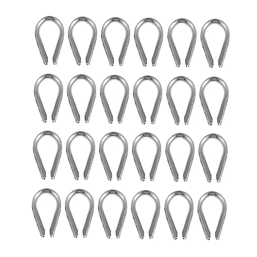 SOLUSTRE Cable Loop Ring 24 Pcs Stainless Steel Wire Rope Thimbles Cable Fasteners Thimble for Dog Leashes Marine and Industrial Use