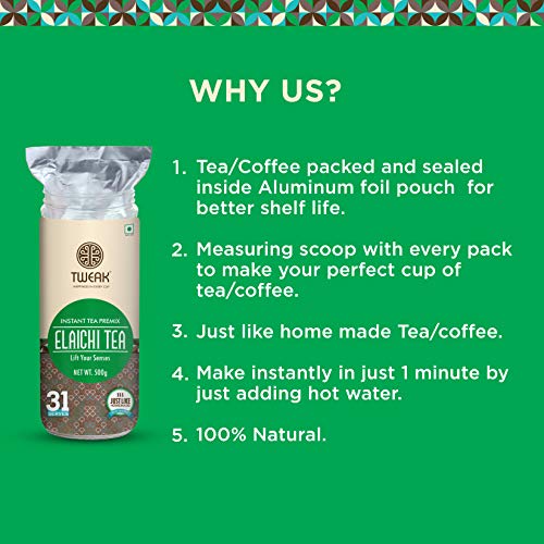 Image of TWEAK Instant Coffee Premix & Elaichi Tea Premix 500g x 2 Jars Combo Pack | 3 In 1 Rich & Creamy | Just Add Hot Water | No Milk Required |Instant Beverage Mix for Home, Office & Travel