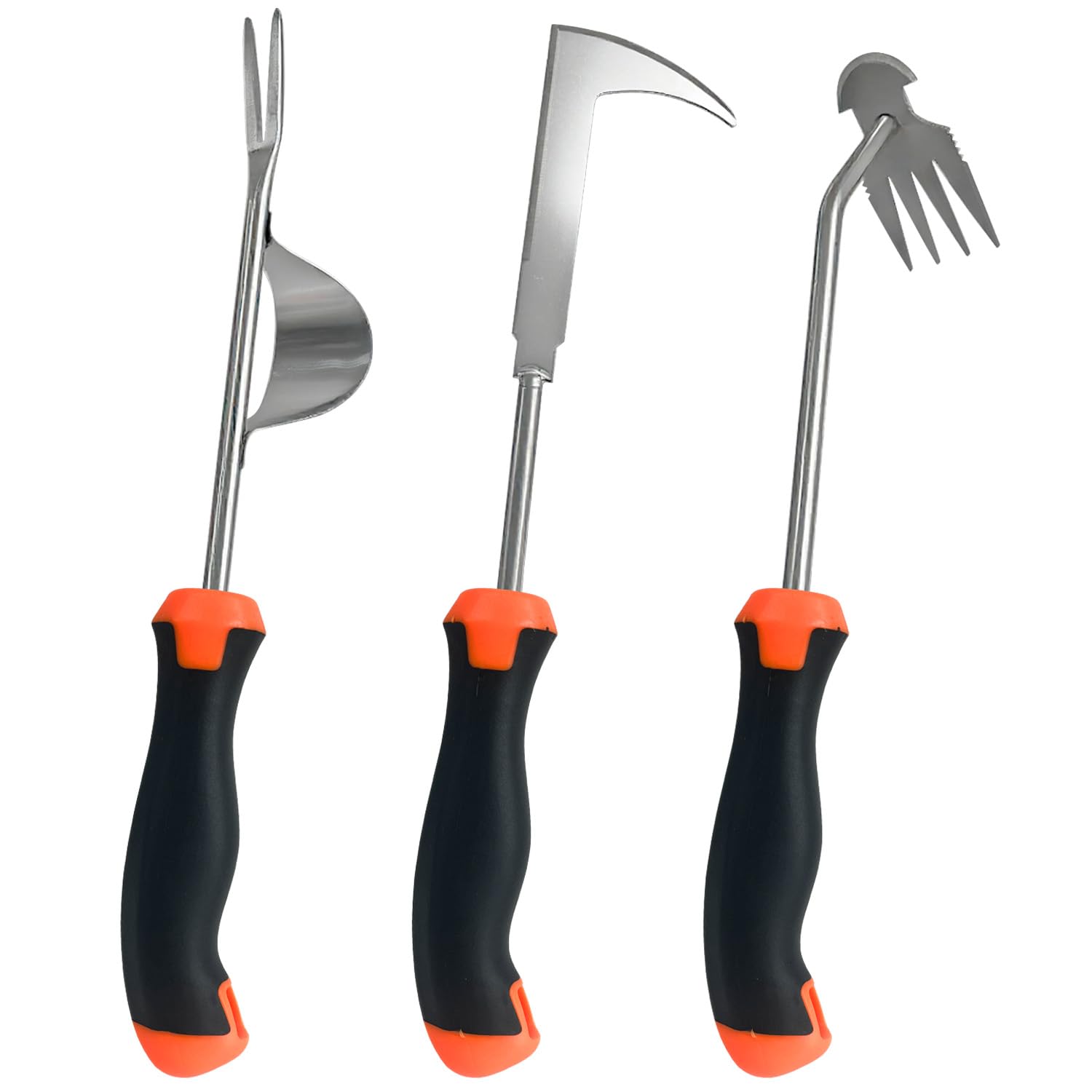 Paquete de 3 herramientas extractoras de malezas, desmalezadora manual, herramienta de excavación de hendiduras de acero inoxidable, herramienta multiusos para jardinería