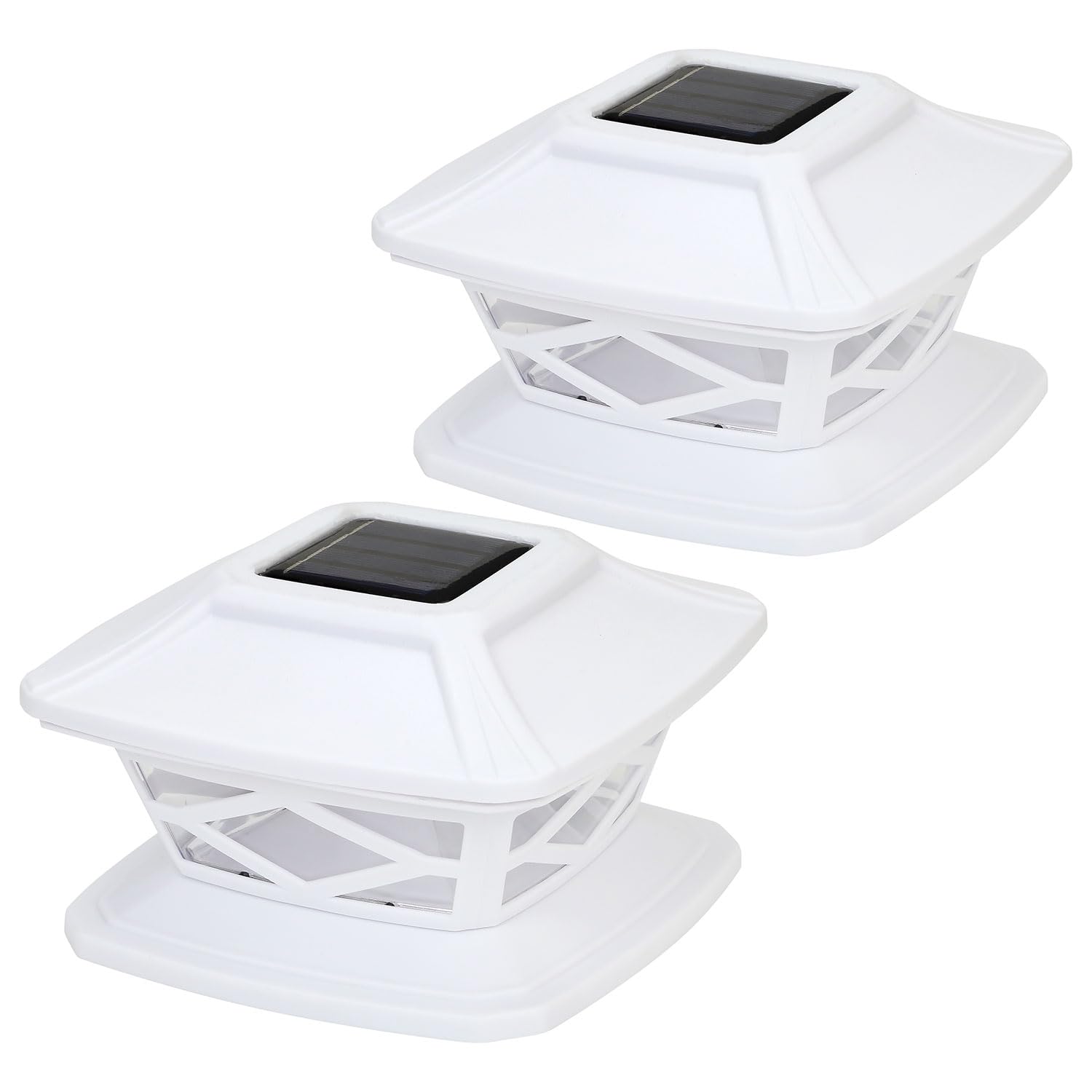 Livhome 2 Pack Solar LED Square Lights, Outdoor Garden Waterproof IP65, Landscape Post Cap Lamps for Deck Fence 4x4, 5x5, 6x6 inch Wooden Posts, White