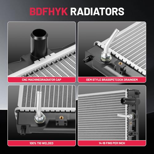 Image of BDFHYK 1290 Aluminum Radiator for Acura EL 1997-2000,for Honda Civic 1992-2000,for Honda Civic del Sol 1993-1997,CU1290 DPI1290, 26mm Core,Replacement,OE 19010P07014 19010P07024 HO3010125 HO3010123