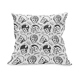 ABAKUHAUS Männlich Kissenbezug, Muster mit den Schädeln, Sturzhelme Knochen Radfahrer Reparaturwerkstatt Art, Kissenhülle mit Reißverschluss Beidseitiger Druck, 60 x 60 cm, Charcoal Grau Weiß