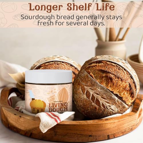 Image of Living Dough - Chocolate Whole Wheat Sourdough Starter - Active & Live Cocoa Organic Sourdough Starter for Baking - For Artisan Bread, Sweet Rolls, Brownies, and More