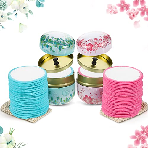 30 Pieces Reusable Cotton Round for Women Girls,Reusable Makeup Remover Pads Washable Makeup Remover Pads with Laundry Bag and Powder Case Portable for Christmas Valentines Holiday Present
