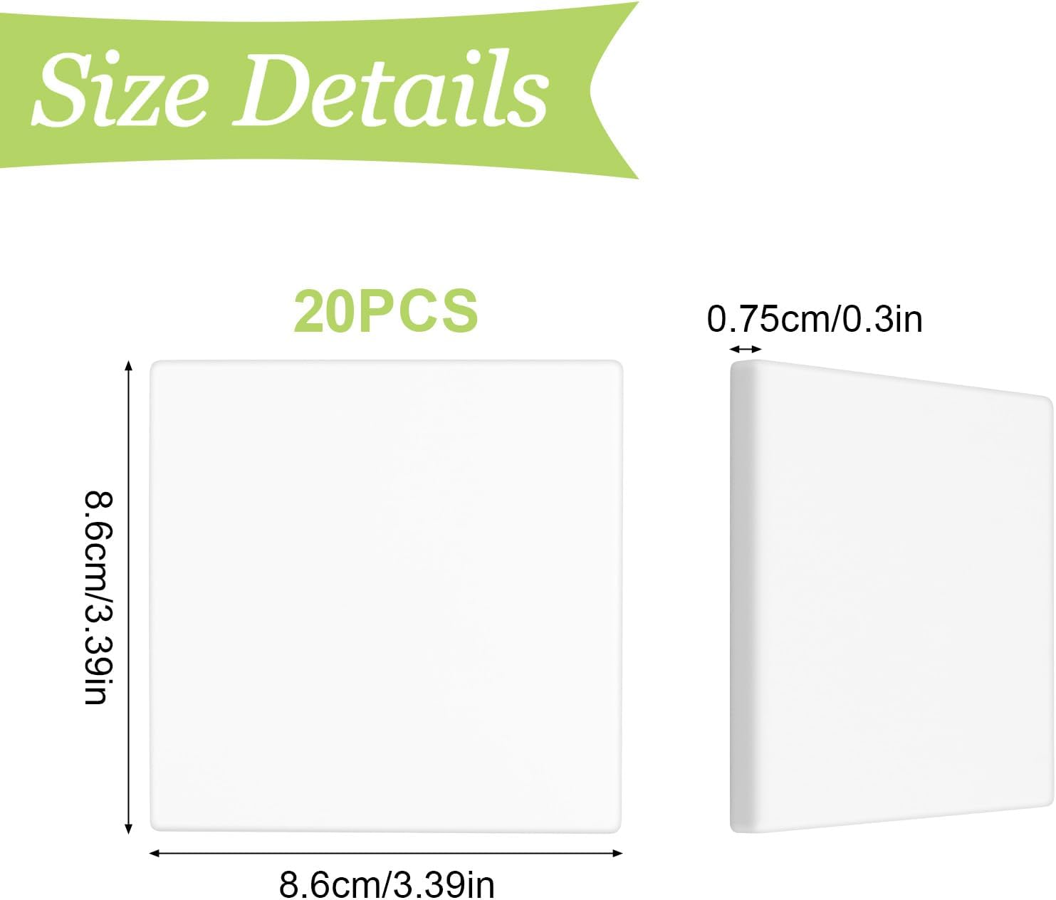 20Pcs Blank Cover Wall Plate 3.39"x3.39" Plastic Screwless Wall Hole Plate Blank Device Outlet Cover Electrical Covers for Unused Outlets or Switches (White)
