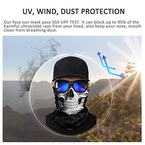 Joeyoung Skull Face Mask Uv Sun Dust Neck Gaiter Bandana Headwear Motorcycle #TOP3