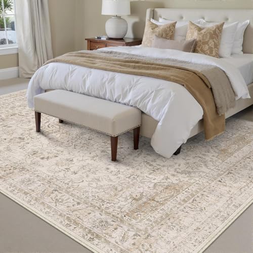 HUGEAR Vintage Teppich Wohnzimmer 300x400cm Beige Waschbar – Bild 3