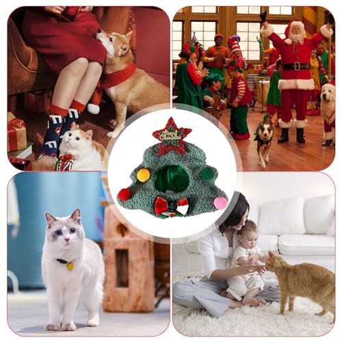 Roupa de gato de Natal, fantasia de gato,de neve de árvore de Natal roupas fofas e quentes para gati