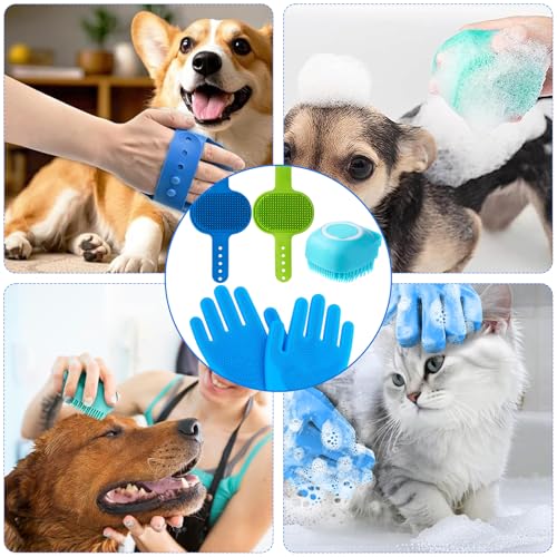 YIUWOD 4er-Set HundebüRste Kurzhaar - Hunde BüRste - Waschhandschuh Hund - Mit Verstellbaren Griffen FüR Nasse und Trockene Lang- und Kurzhaar-Hunde und -Katzen Massage, Entschurren