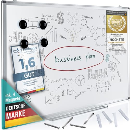 White-Board Magnettafel 90 x 59 cm, Schreibtafel Magnetisch...