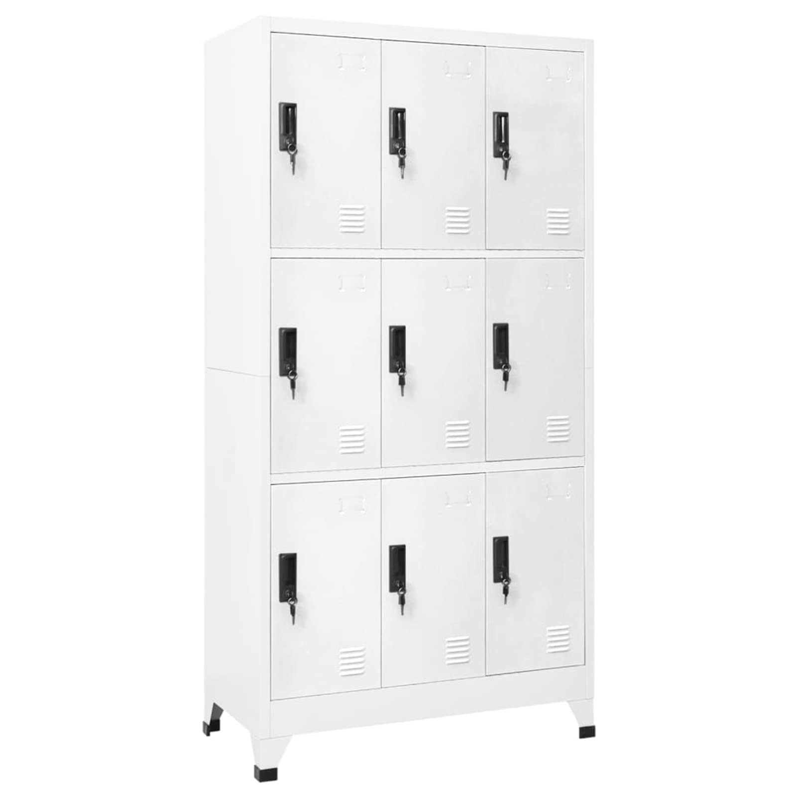Taquillas Metalico, Taquillas Vestuario, Armario Taquillas Armarios Archivadores, con 9 Compartimento y Puertas con Cerradura, para Colegios y Oficinas, Blanco 90x45x180 cm