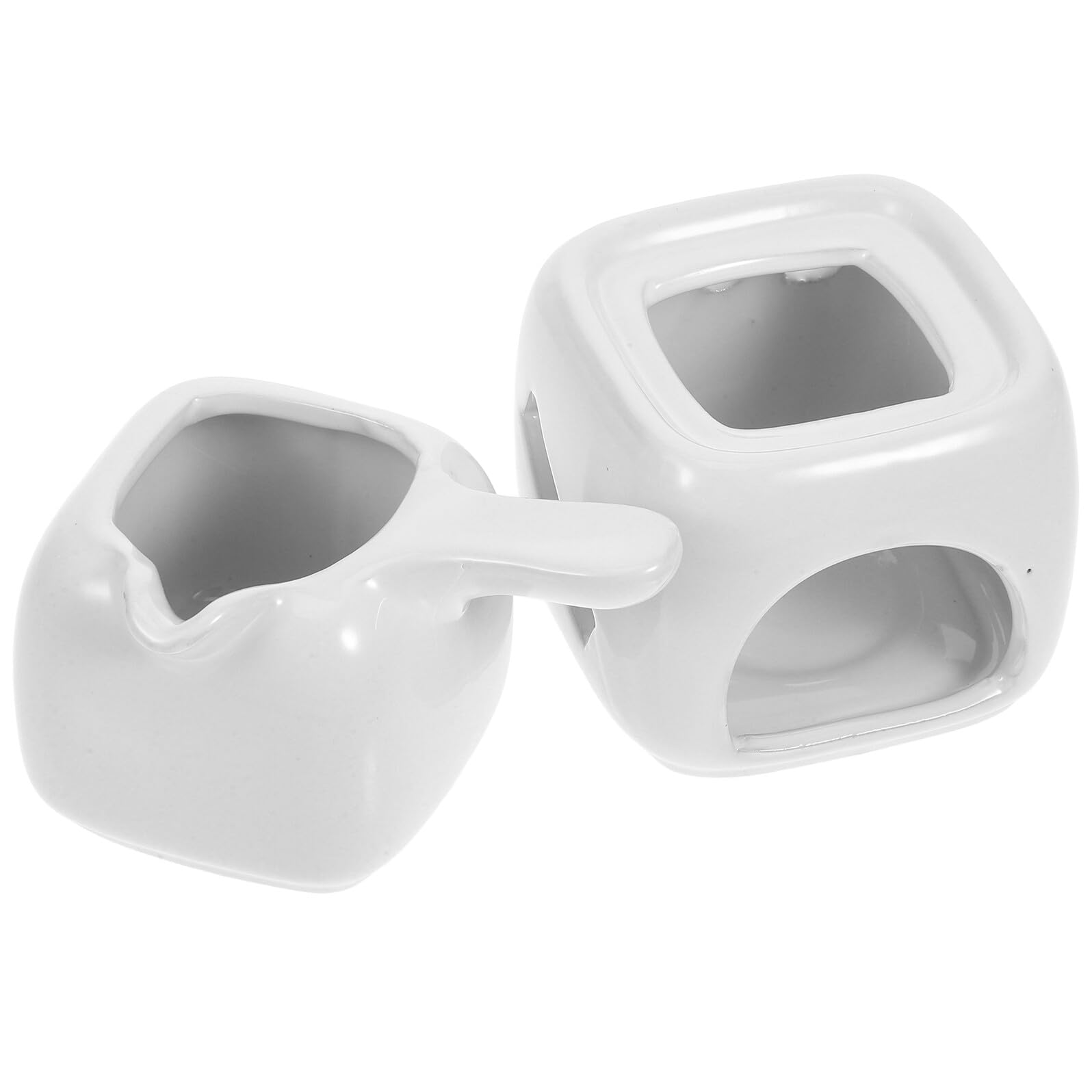 COLLBATH Crogiolo Fonduta Cioccolato in Ceramica Bianco Scaldacioccolato Portatile Compatto per Cucina Scioglitore Veloce e Efficiente per Dolci e Dessert