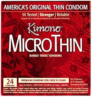 Kimono Micro Thin Condoms, Barely There Sensitive Latex for a Natural Feel, Lubricated, 24 ct Box, Our Thinnest Condom, Experience What Real Feeling Is.