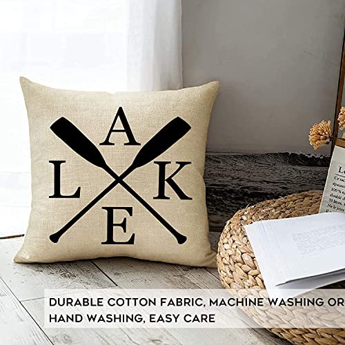 Softxpp Lake With Paddle Home Decorative Throw Pillow Cover, Rustic Farmhouse Spring Summer Cushion Case, Seasonal Home Square Pillowcase Decor For Sofa Couch Decoration 18X18 Cotton Linen #TOP4