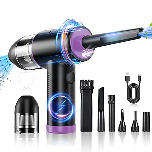 Compressed Air Duster & Vacuum 2 in 1- Electric Air Duster for Computers- 91000RPM Keyboard Cleaner for Office,7600mAh,Replaces Compressed Air Cans for Car,Sofa,Office Equipment,Swimming Rings