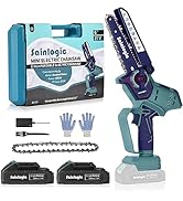 Sainlogic 6 Zoll Mini Kettensäge mit Akku, Kabellose Motorkettensägen Sicherheitsschloss, Einhand...