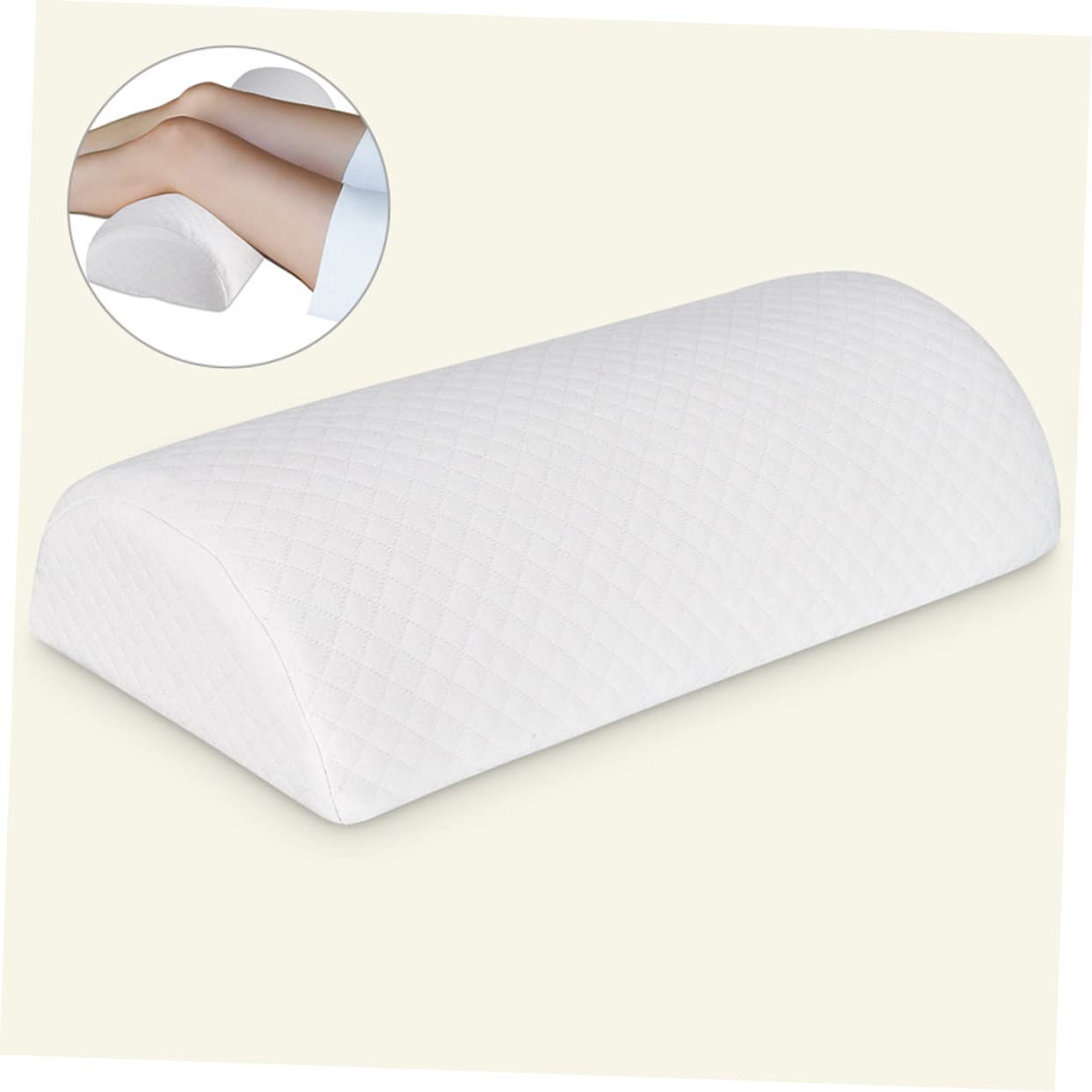 Homoyoyo Cojín Piernas Semicírculo Viscoelástico 40x18 Cm Espuma De Memoria Soporte Ergonómico para Aliviar Dolor Piernas y Mejorar Circulación Uso Hogareño White