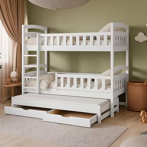 Letto a soppalco 90x200 letto per ragazzi letto a castello per 3 bambini con 2 cassetti letto per...