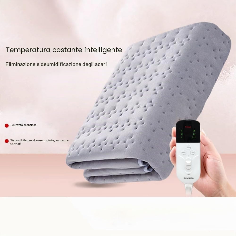 Coperta termica,spegnimento automatico, 150 x 80 cm, display LED, protezione da surriscaldamento, coperta in pile, con timer di 12 ore e 3 livelli di calore, in lavatrice,Beige