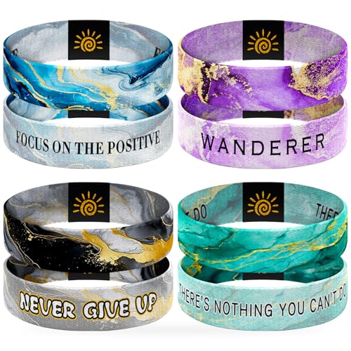 CHEMUSE 4 Pcs Surfer Beach Bracelets for Men Women Inspirational Elastic Comfy Summer Reversible Wristband Gifts-Inspirational Friendship Bracelets