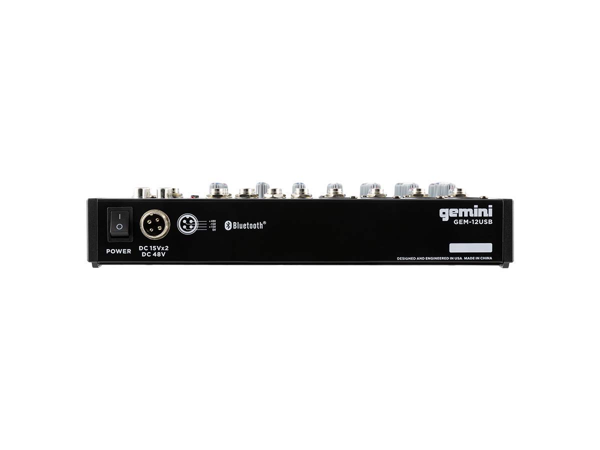 Gemini Sound GEM-12USB - Audio Mixer Analogico a 12 Canali Compact 12 Channel, Inclusi i 4 Canali MIC & Cavo da microfono a mixer Stagg SMC6 da 6 metri XLR (m) -XLR (f), nero