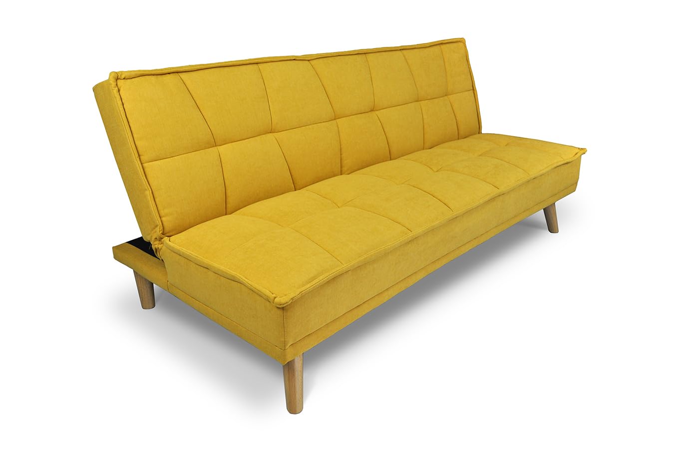 SAMIRA Divano letto clic clac in tessuto vellutato giallo, divano 3 posti mod. Bart