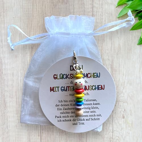 Glückswürmchen, Sorgenwürmchen handmade, Ranzenbaumler, Sorgenwurm, Worry worm, Mutmacher, Glücksbringer, Holz, Farbwahl (Türkis-Mint)