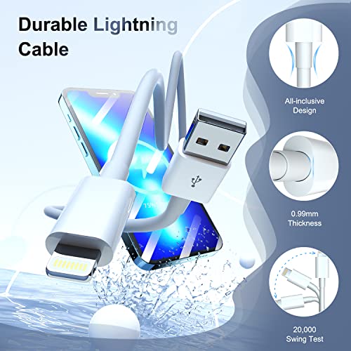 Image of iPhone Charger 6 Feet Apple Certified MFi, Lightning Cable 6ft Fast Charging Cord Compatible with iPhone 13 12 11 Pro Max XR XS X 8 7 Plus 6S iPad Pro Airpods (3 Pack)