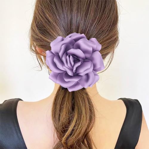 Image of Flower Brooch Pins for Women 5.5in Lapel Pins Large Rose Floral Brooches Dainty Satin Fabric Brooches Rose Flower Hair Clips Wedding Party Dance Clothes Accessories Jewelry
