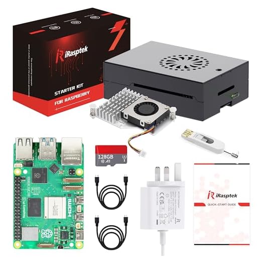 iRasptek Raspberry Pi 5 8GB Starter Kit - 128GB Edition of OS-Bookworm Pre-installed (Aluminum Case)