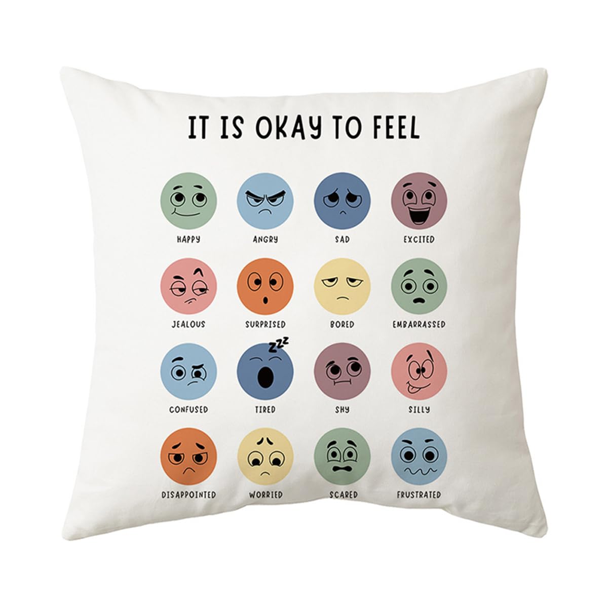 Inspirational Quote Throw Pillow Cover, 18x18'' Calming Corner Cushion Cover, Mental Health Pillowcase Decor for Home Playroom School Psychology Therapist Office