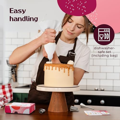 Happy Lemuro Premium Reusable Piping Bags and Tips Set - Cotton Pastry Bag 16" with 8 Large Icing Tips for Cake Decorating - Large Piping Tips Set - Dishwasher Safe by Happy Lemuro - Image 2